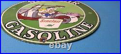 Vintage Sinclair Gasoline Porcelain Flintstones Service Station Pump Plate Sign