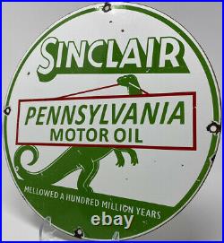 Vintage Sinclair Gasoline Porcelain Sign Gas Station Motor Oil Dino Pump Plate