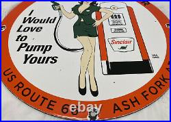 Vintage Sinclair Gasoline Porcelain Sign, Gas Station, Pump Plate, Motor Oil
