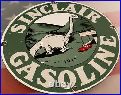 Vintage Sinclair Gasoline Porcelain Sign Gas Station Pump Plate Motor Service