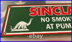 Vintage Sinclair Gasoline Porcelain Sign Station Pump Plate Motor Oil No Smoking