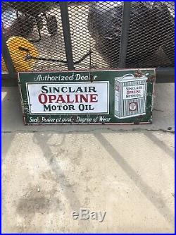 Vintage Sinclair Opaline Motor Oil Original Porcelain Sign 20X48