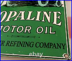 Vintage Sinclair Opaline Motor Oil Porcelain Sign Rare Rectangle Version Gas
