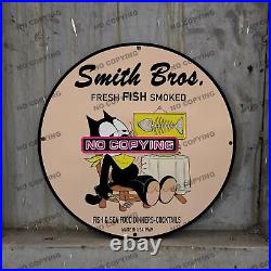 Vintage Smith Bros Porcelain Sign Gas Oil Taneycomo Fishing Bait Lure Shop Pump