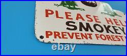 Vintage Smokey Bear Porcelain Forest Fires Service Station Pump Plate Sign