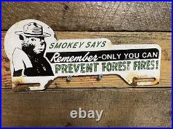 Vintage Smokey Bear Porcelain Sign Tag Topper Gas & Oil Forest Service Park Camp