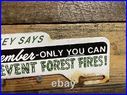 Vintage Smokey Bear Porcelain Sign Tag Topper Gas & Oil Forest Service Park Camp