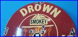 Vintage Smokey The Bear Porcelain National Park Entrance Service Pump Plate Sign