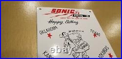 Vintage Sonic Drive In Porcelain Fast Food Restaurant Burgers Service Store Sign