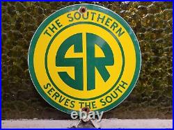 Vintage Southern Railway Porcelain Sign Railroad Train Station Plaque Gas & Oil