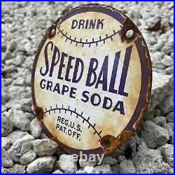 Vintage Speed Ball Grape Soda Porcelain Metal Sign Gas Oil Us Pop Drink Baseball