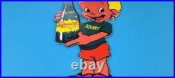 Vintage Squirt Porcelain Gas Soda Beverage Bottles Diecut Cola Service Pump Sign