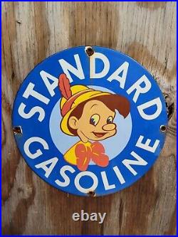 Vintage Standard Gasoline Porcelain Sign Gas & Oil Advertising Pump Plate 12