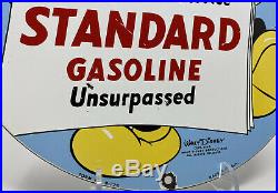 Vintage Standard Gasoline Porcelain Sign Gas Station Motor Oil Disney Mickey