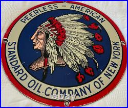 Vintage Standard Oil Co Porcelain Sign Gas Station Pump Plate Peerless American