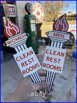 Vintage Standard Oil Co. Restroom Gasoline Oil Porcelain Gas Pump Sign