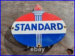 Vintage Standard Oil Porcelain Sign Torch Gas Station American Motor Service USA