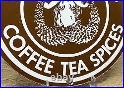 Vintage Starbucks Coffee Porcelain Sign Gas Station Pump Plate Oil Tea Spices