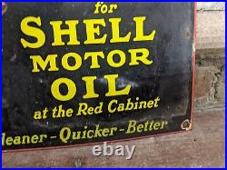 Vintage Stop Shell Motor Oil Porcelain Gas Station Pump Gasoline Sign 12 X 8
