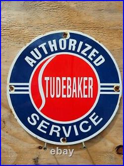 Vintage Studebaker Porcelain Sign Gas Oil Authorized Service Dealer Automobile