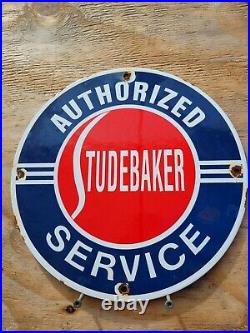 Vintage Studebaker Porcelain Sign Gas Oil Authorized Service Dealer Automobile