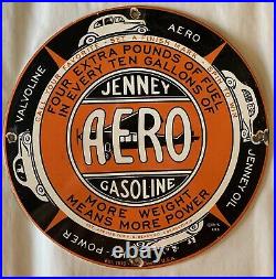 Vintage Style Jenny Aero Gasoline And Oil 12 Inch Porcelain Sign
