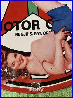 Vintage Style Texaco-gas & Oil Filling Station Pin-up Porcelain Sign 12 Inch