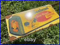Vintage Sunbeam Bread Porcelain Door Push Bar Sign Country Grocery Store Whipped
