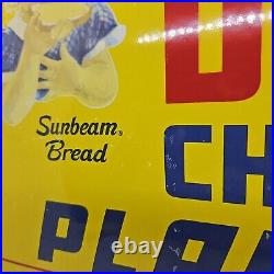 Vintage Sunbeam Porcelain Bread Sign Slow Down Children Playing Bakery Gas Oil
