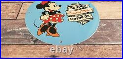Vintage Sunoco Gasoline Porcelain Minnie Mouse Walt Disney Gas Pump Plate Sign