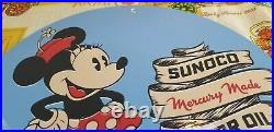 Vintage Sunoco Gasoline Porcelain Walt Disney Minnie Mouse Gas Oil Service Sign