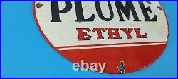Vintage Super Plume Gasoline Porcelain Motor Oil Service Station Pump Ethyl Sign
