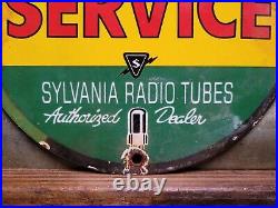 Vintage Sylvania Porcelain Sign Radio Tubes Authorized Service Am Fm 8 Gas Oil
