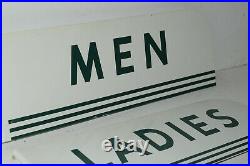Vintage TEXACO Gas Service Station Restroom Flange Sign Set Men Ladies Porcelain