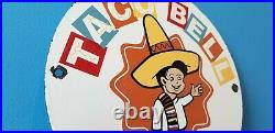 Vintage Taco Bell Porcelain Fast Food Service Restaurant Drive Thru Tacos Sign