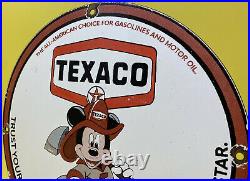 Vintage Texaco Fire-chief Gasoline Porcelain Sign Disney Mickey Mouse Motor Oil