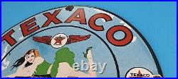 Vintage Texaco Gasoline Porcelain Aviation Gas Service Station Pump Plate Sign