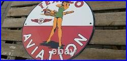 Vintage Texaco Gasoline Porcelain Gas & Motor Oil Military Service Aviation Sign