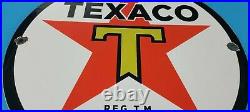 Vintage Texaco Gasoline Porcelain Gas Oil Texas Service Station Pump Plate Sign