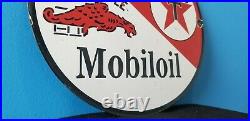Vintage Texaco Gasoline Porcelain Mobil Oil Service Station Pump Plate Sign
