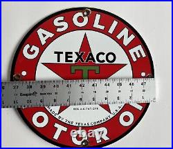 Vintage Texaco Motor Oil Porcelain Sign 1931 Gasoline Pump Plate 11.5