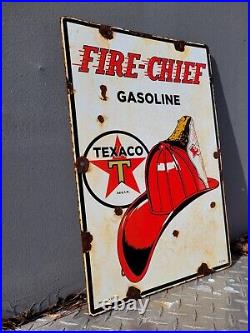Vintage Texaco Porcelain Sign Fire Chief Gas Oil Texas Star Company Petroleum 18