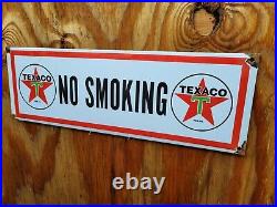 Vintage Texaco Porcelain Sign No Smoking Pump Gasoline Oil Fuel Texas Star Gas