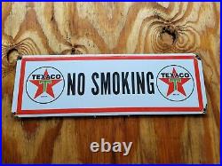 Vintage Texaco Porcelain Sign No Smoking Pump Gasoline Oil Fuel Texas Star Gas