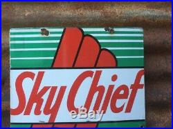 Vintage Texaco SkyChief Porcelain Sign Gas Station Oil Gasoline 12x18 Inch Old
