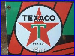 Vintage Texaco SkyChief Porcelain Sign Gas Station Oil Gasoline 12x18 Inch Old