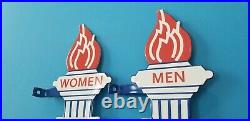 Vintage Two Standard Gasoline Porcelain Gas Service Station Torch Restroom Signs
