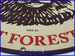 Vintage USA 53 Smokey The Bear Porcelain Sign Oil Gas Station Advertising Sign