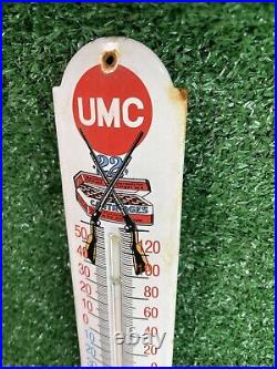 Vintage Umc Remington Porcelain Thermometer Sign Gas Oil Gun Rifle Shotgun Ammo