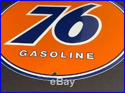 Vintage Union 76 Gas 11 3/4 Porcelain Metal Gasoline & Oil Sign! Pump Plate